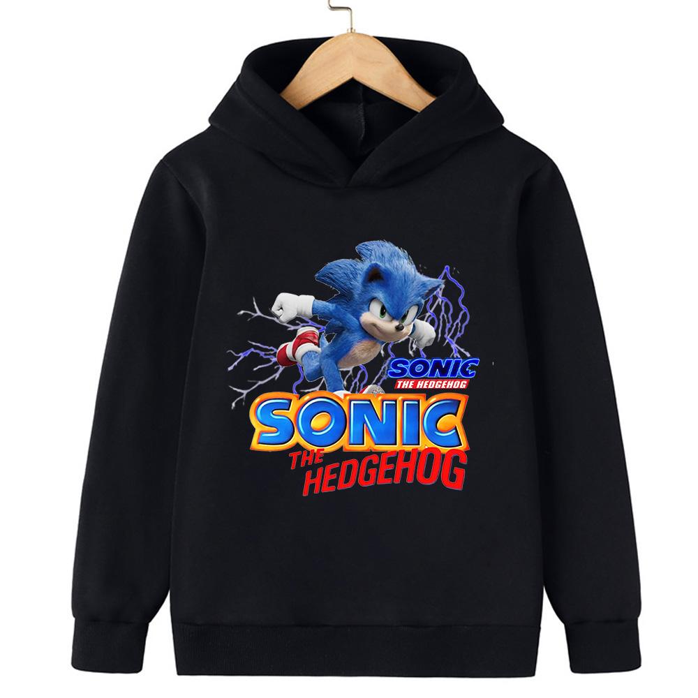 Sonic Lightning Dynamic Printed Kids' Hoodie, Let Children Wear Energetic Game-Inspired Playful Fashion Sense