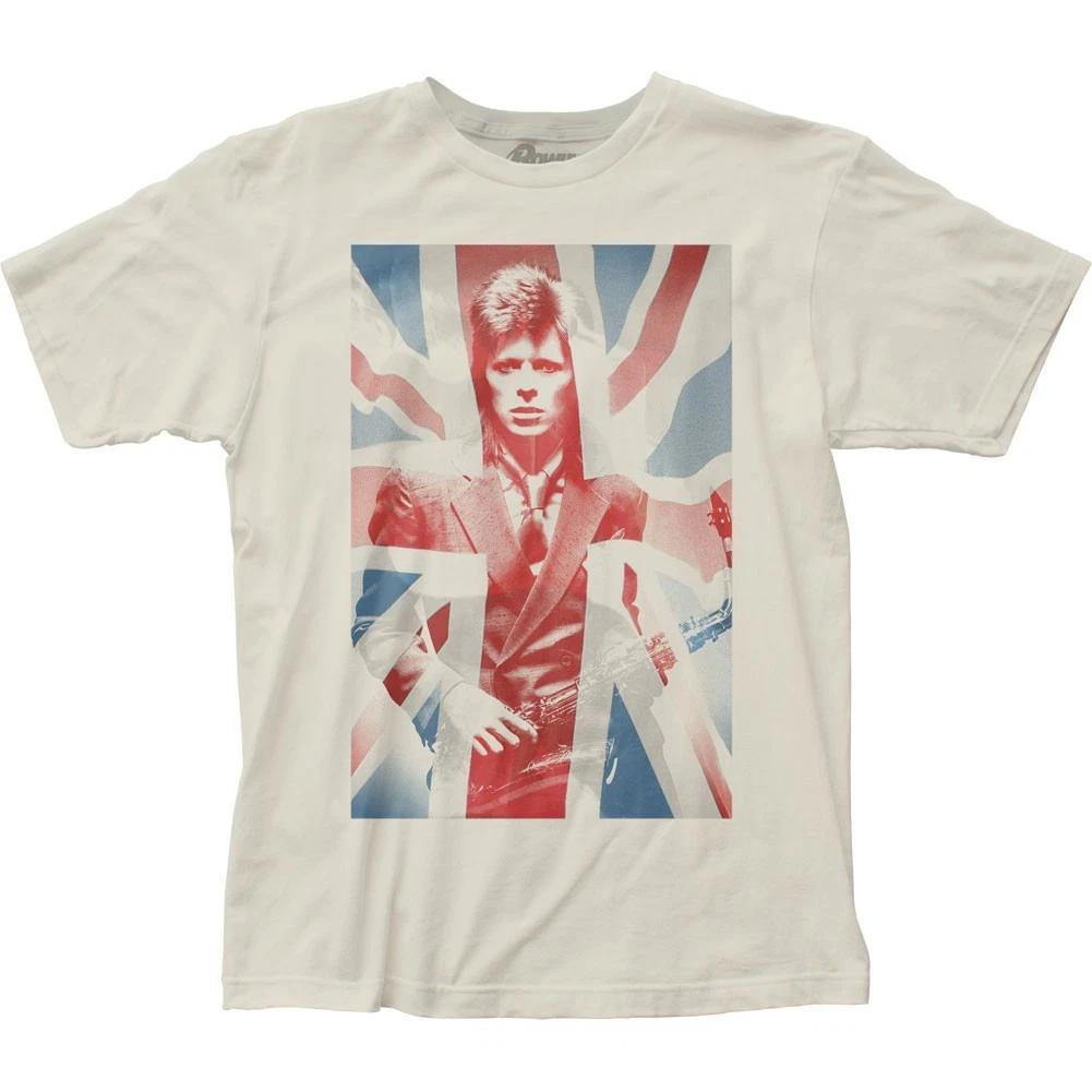 David Bowie Union Jack Mens T T-Shirt Music Classic Rock Band Tee New Natural