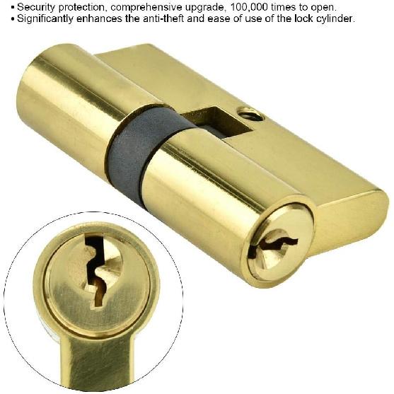 Sonew 60mm Copper Dual Open Lock Cylinder Anti-Theft Door Lock Cylinder with Keys Strong and Wear Resistant, Not Easy To