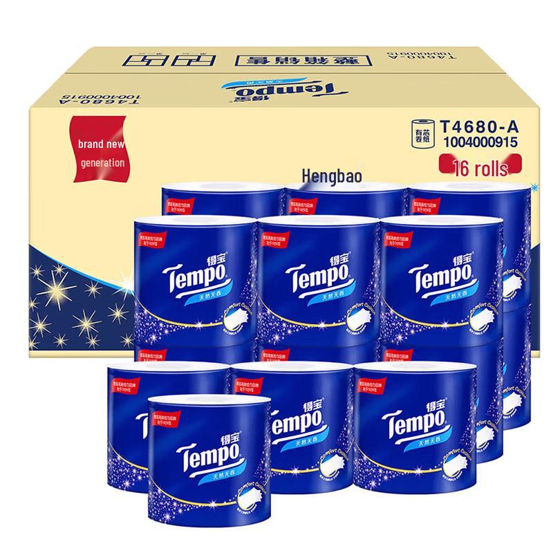 Tempo 4-Ply Unscented Core Toilet Paper - 2 Boxes (32 Rolls Each)