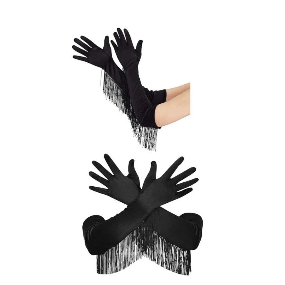 Vintage Long Tassel Gloves Stretch Women Long Gloves New Fringe Fingerless Gloves