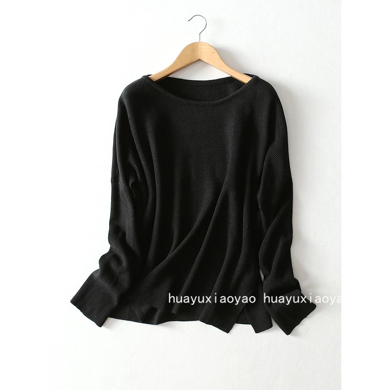 Easiest for Match Item Export Export Minimalist Loose and Lazy Style off-Neck Batwing Long Sleeve Pullover Knitwear Female