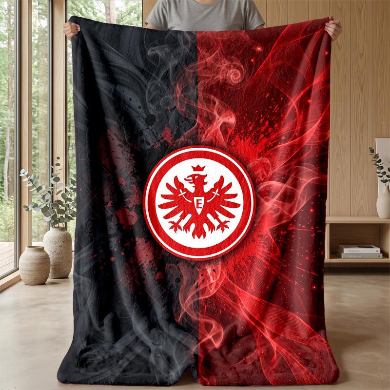 Eintracht Frankfurt Football Print Flannel Blanket, Soft Warm Lightweight Throw Blanket for Sofa Bed Camping