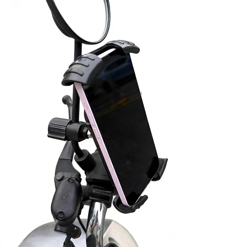Bicycle Phone Clip Rearview Mirror Motorcycle Holder Rotating Knob Locking Mechanism Stability Enhancement Riding NavigationTool