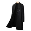 Men's 100% Wool Double-Faced Double-Breasted Lapel Collar Business Casual Long Coat
