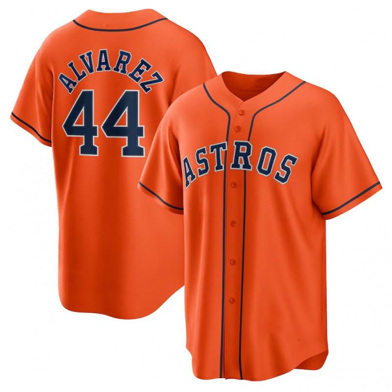 Unisex Embroidered Baseball Jersey Houston Astros 44 Alvarez Fan Style Cotton Sport Top