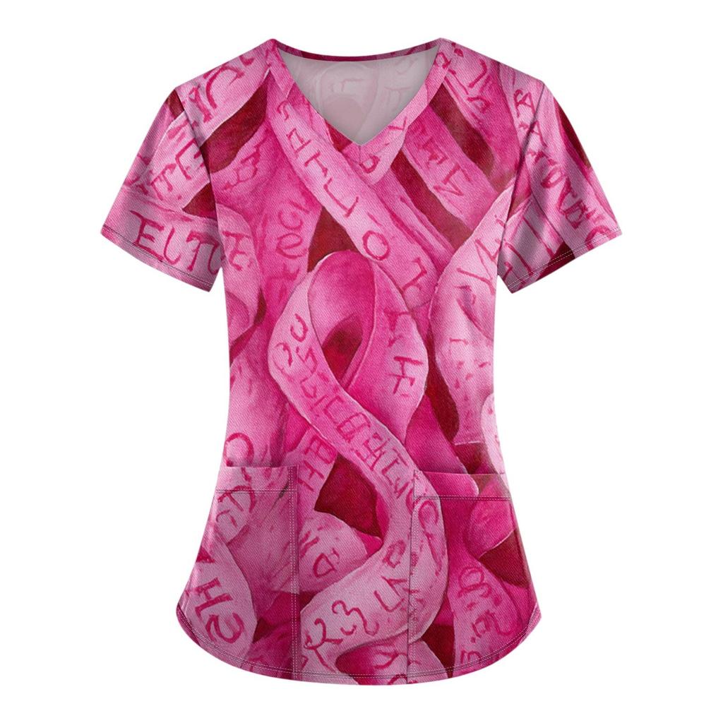 Dámská móda Overal s V výstřihem a krátkým rukávem s kapsami Potištěné topy Oblečení