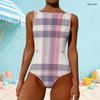 Women Plus Size High Round Neck Sleeveless One Piece Halloween Printed Swimsuit