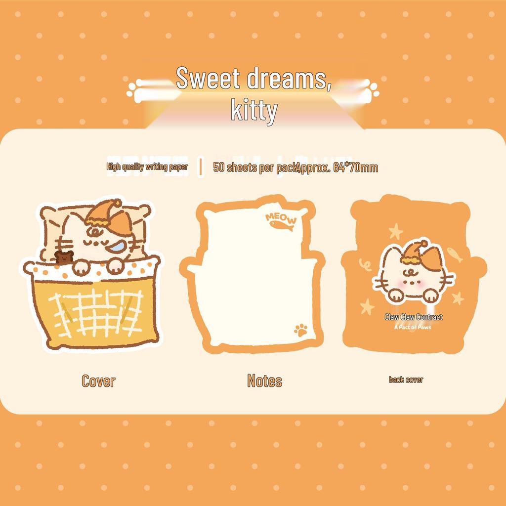 Moyan Möbius Strip Cat-Themed Embossed Sticky Notes: 3-Pack Korean Style, Irregular Shape