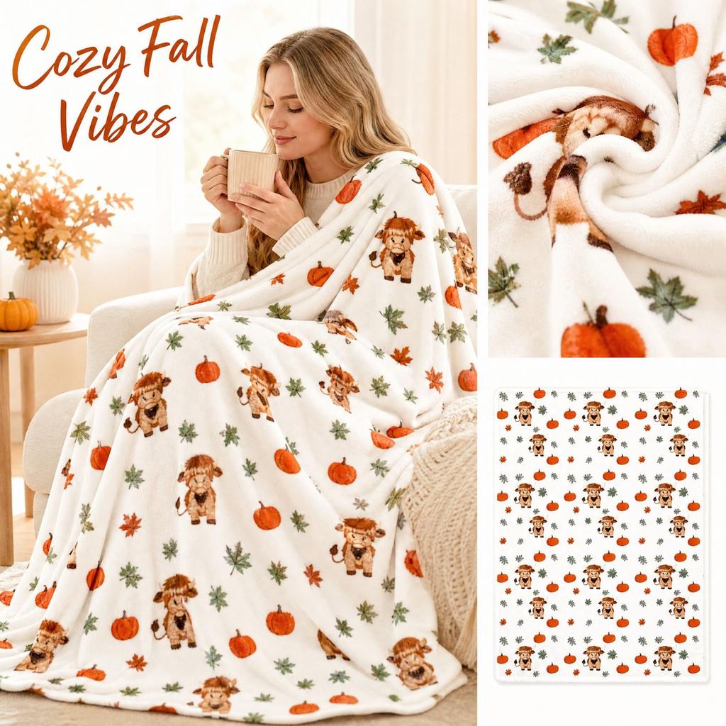 Cozy Fall Blanket for Couch and Bed - Warm Throw for Snuggling, Perfect for Nighttime Relaxation