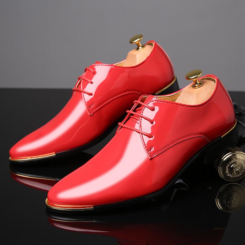 Men's Plus Size Leather Formal Shoes: Trendy Pointed Toe Wedding & Groom Style, Sizes 45-46, Korean Design