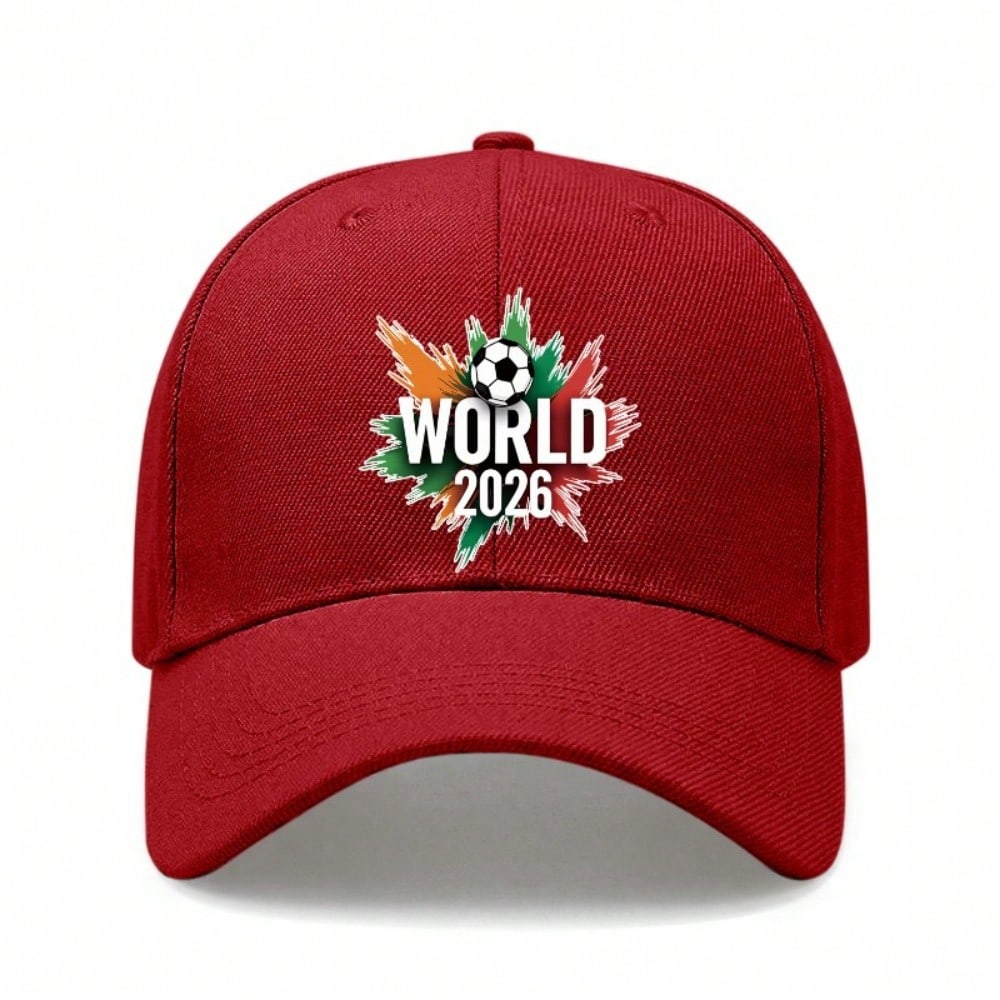 [Sporty Baseball Cap] 2026 World Cup Theme Print Unisex Adjustable Breathable Lightweight Polyester Sun Protection Casual Outdoor Sports Baseball Hat