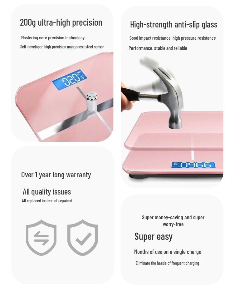 Rechargeable High-Precision Digital Body Scale: Durable, Compact & Accurate for Home Use