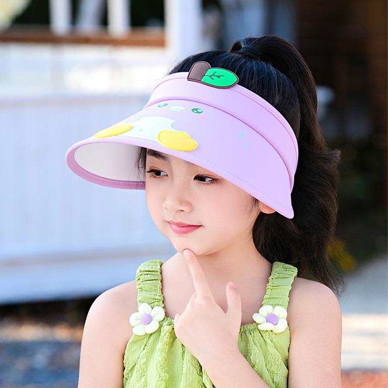 1122 Sommer Kinderhut niedlicher Cartoon Sonnenschutz leerer Topfhut für Jungen und Mädchen Outdoor großer Krempe Sonnenhut