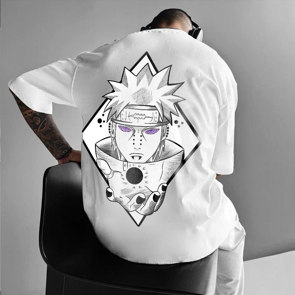 Naruto Animation Derivatives Men's Summer Oversized T-Shirt Streetwear Totsugeki No Jutsu Casual Round Neck Short Sleeve Tee