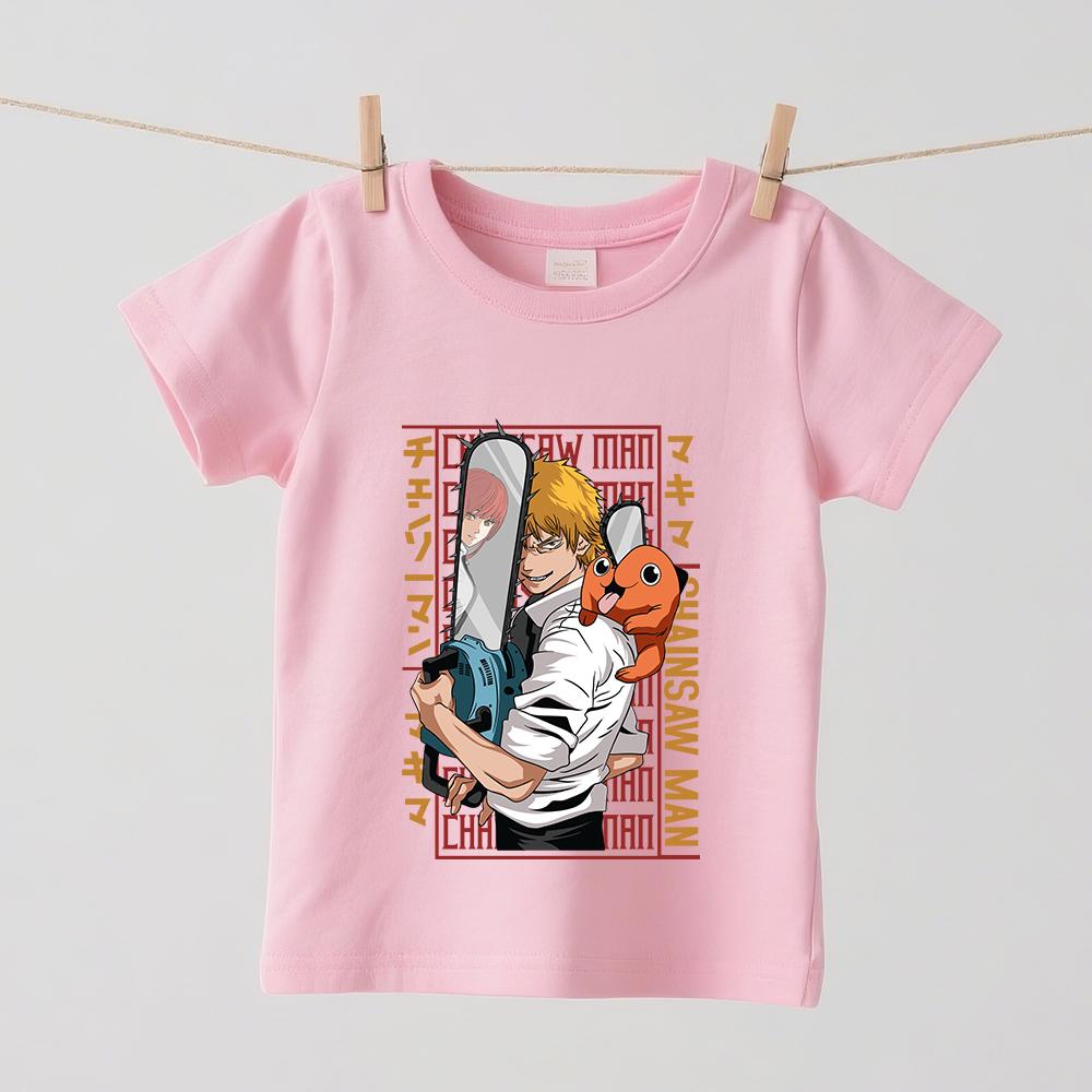 Kettingzaagman Denji Anime Print Jongens Meisjes Katoenen T-shirt Kinderen Korte Mouw Top Zomer Zacht Casual Kleding