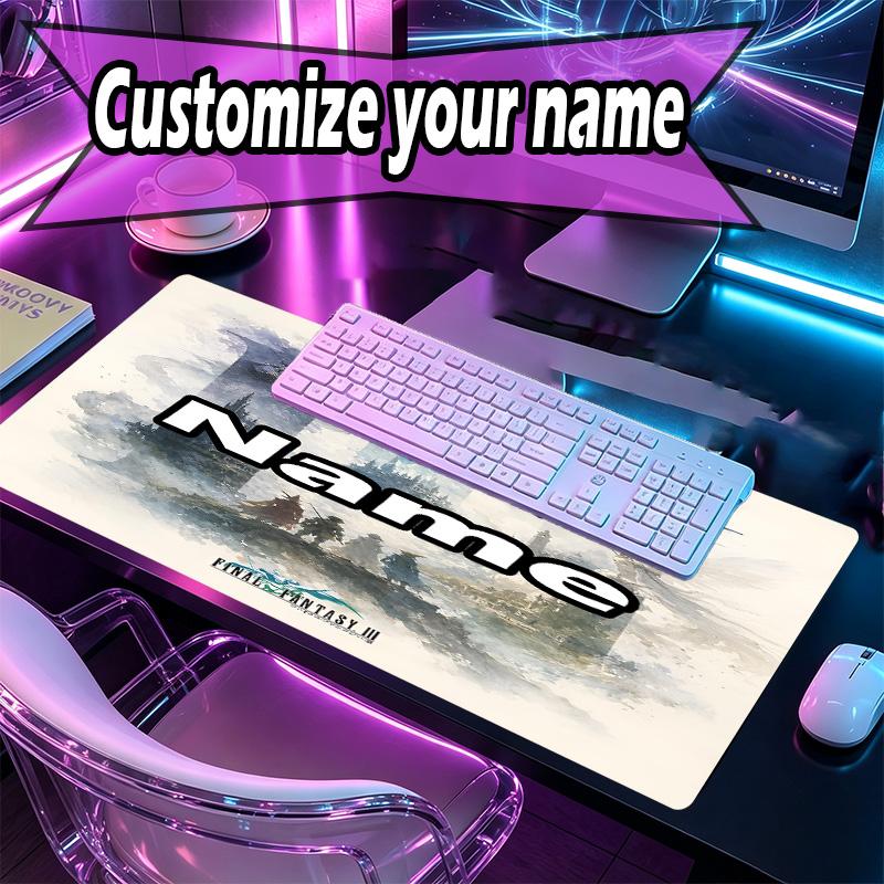 Custom Name Personalized Final Fantasy Pattern Mousepad, Laptop PC Desk Mat, Decorative Desk Mat for Home Keyboard Pad Gift