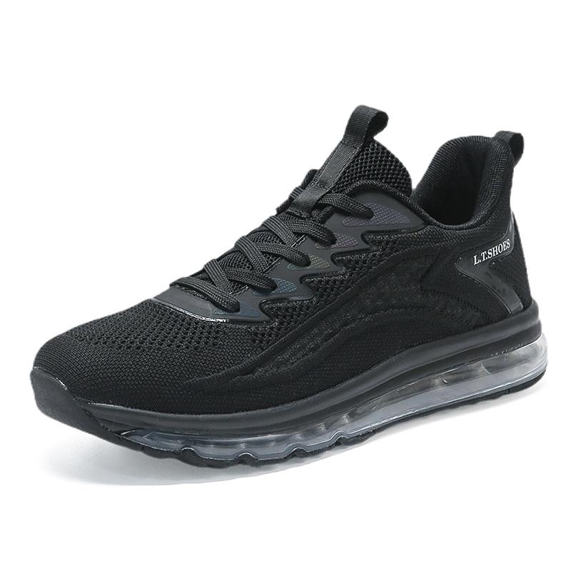 Men's shoes Men's flexible sports casual mesh flying woven shoes lace-up fashion shoes full air cushion stability running shoes