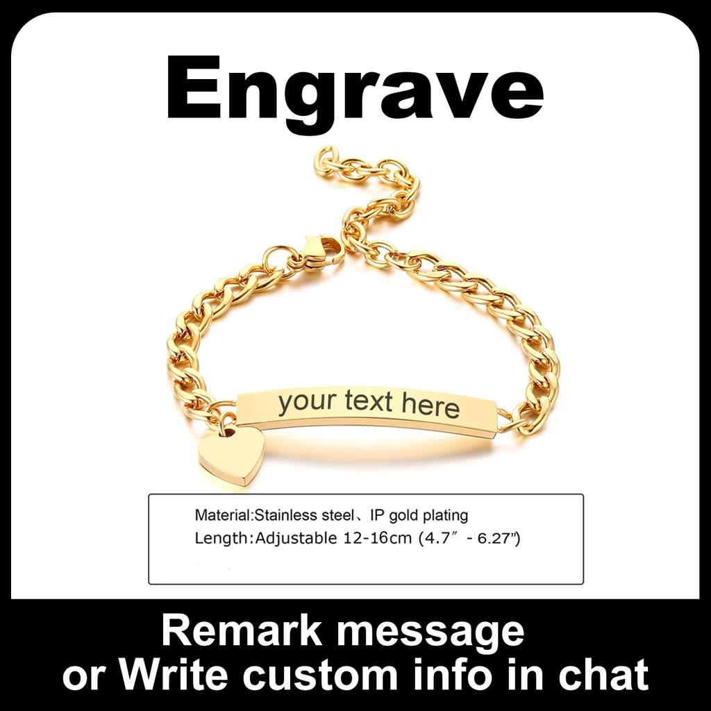 Bracelet Cœur Personnalisé pour Petite Fille Garçon, Bracelet à Identité Nom Gravable, Chaîne en Acier Inoxydable Personnalisée Cadeau d'Anniversaire