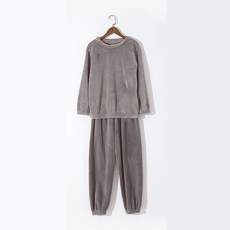 Damen Flanell Pyjama Set, verdickt: Gemütlicher Korallenfleece Langarm Hausmantel für Herbst und Winter.