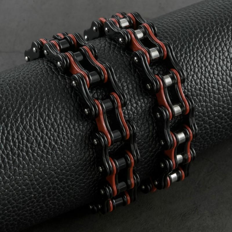 Titanium Steel Cycling Bracelet Men Punk Style Geometric Design Bike Rider Safety Accessory Black Red Or