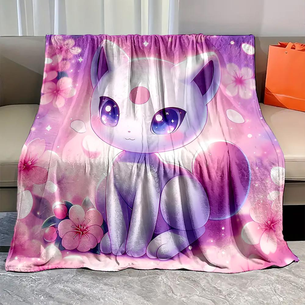 Best Seller! Pokemon-mew Printed Blanket Soft Cozy Blanket for Couch Sofa Bed Lounging, Ideal Gift for Women Mom Teacher Friends