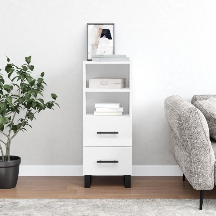 VidaXL Buffet High-Gloss White 34.5x34x90 Cm Engineered Wood 828694