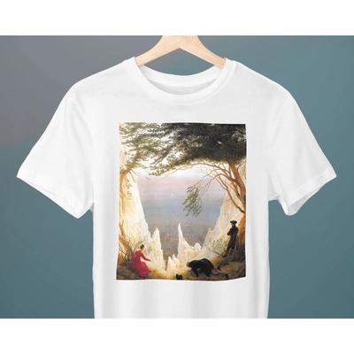 Chalk Cliffs On Rugen Caspar David Friedrich Art T Shirt Fine for Lovers Vintage Washed Comfortable Versatile Streetwear Casual