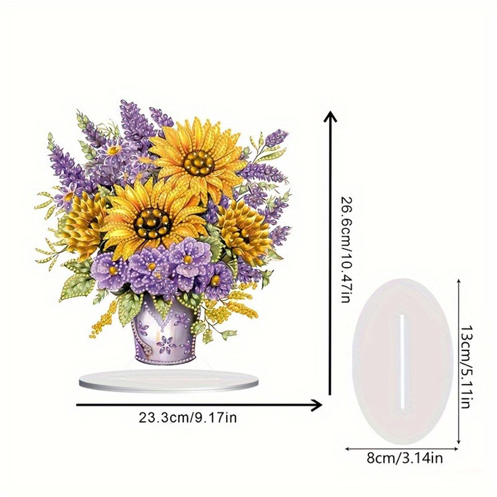 Flower Bouquet Table Top Diamond Painting Ornament Kits Colorful 5D DIY Diamond Art Tabletop Decorations for Adults Beginner