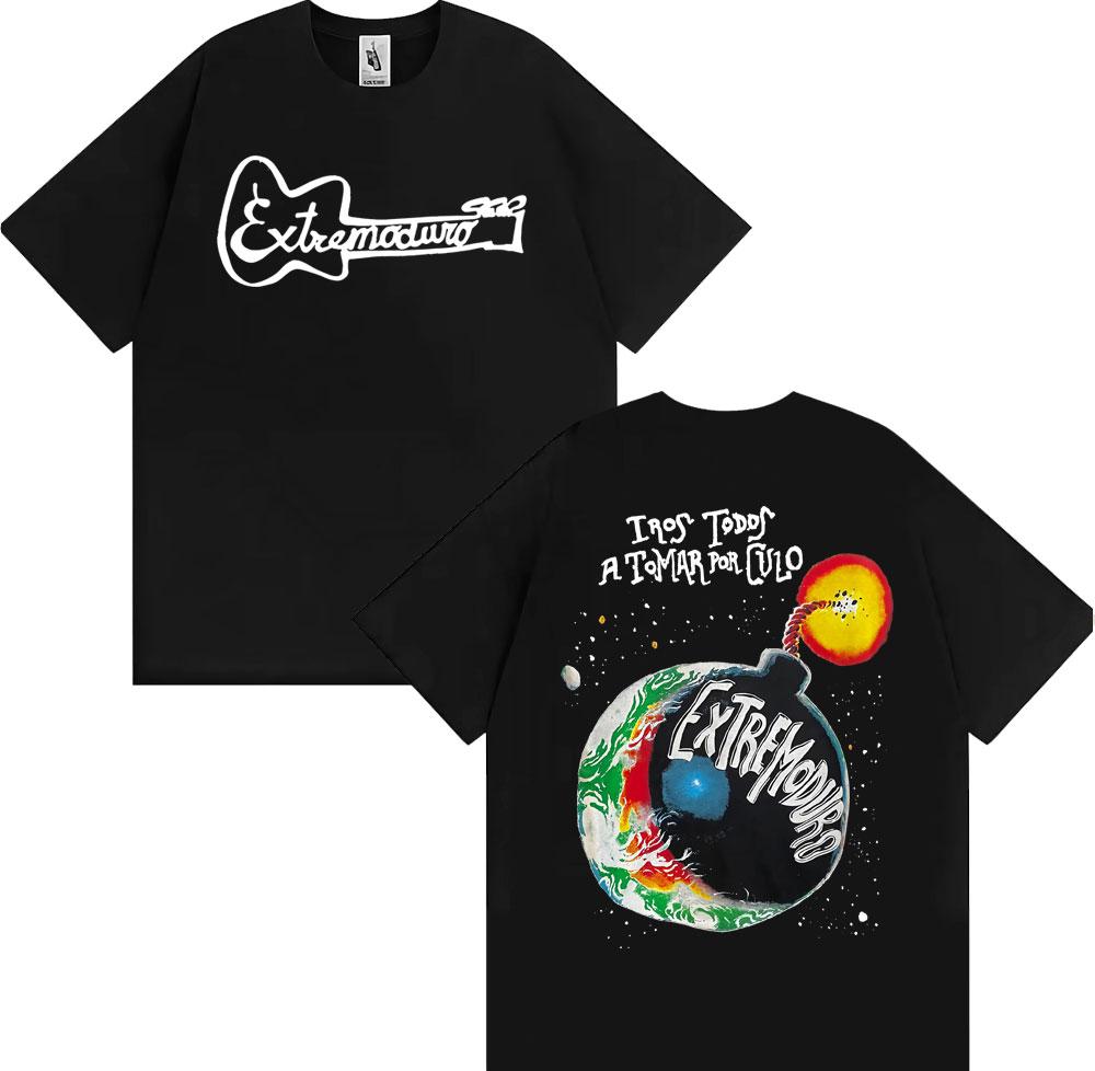 Rock Band EXTREMODURO Tour 2025 Cover Tshirt Unisex Women Fashion Vintage Short Sleeve T Shirts Summer Pop Loose Oversized T Shirt