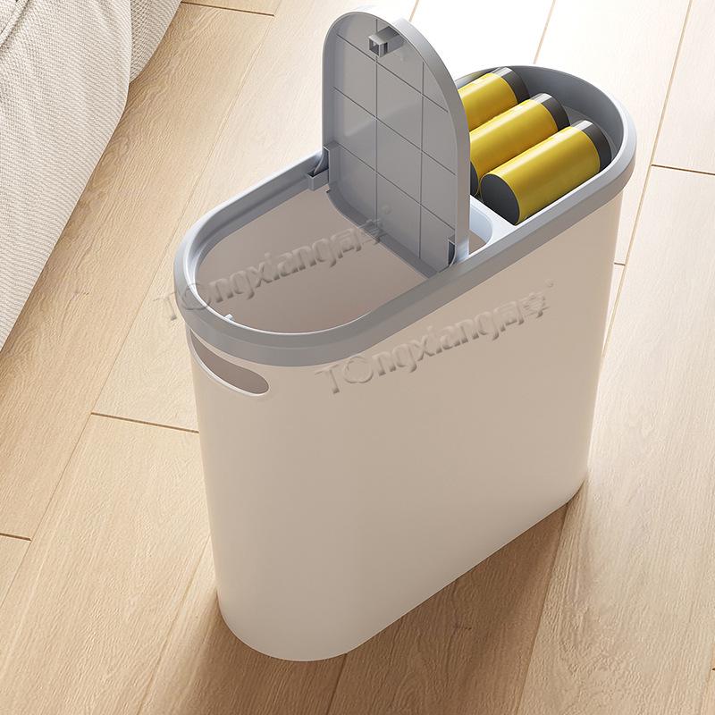 Press-Type Shared Trash Can with Lid for Toilet, Bedroom, Kitchen, and Bathroom Crevice Use