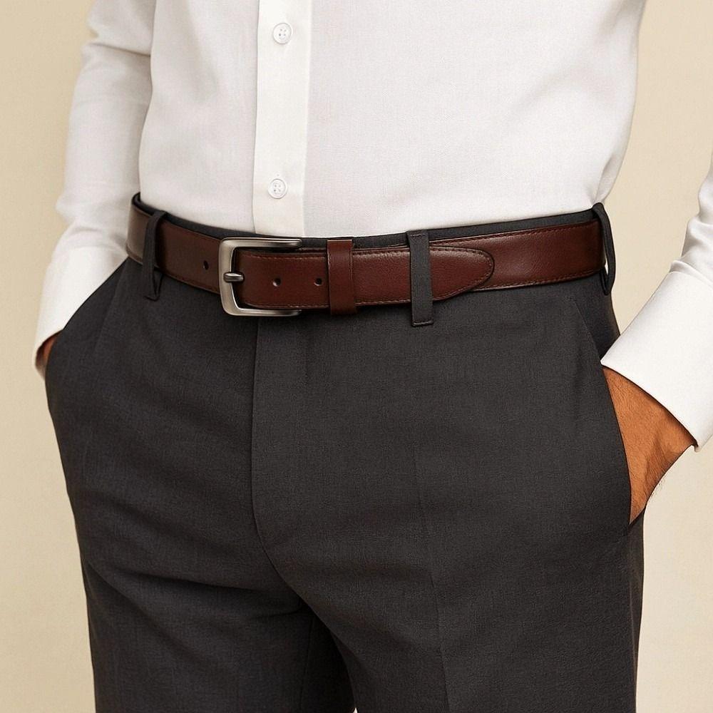 Texture Genuine Leather Belt Retro Jeans Waistband Classic Men Wide Belt  Party