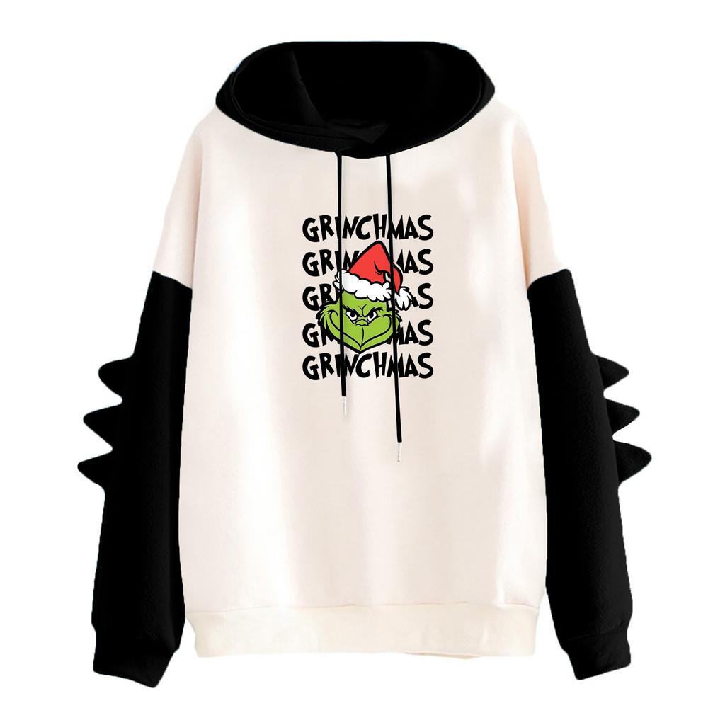 Women's Printed Contrasting Dinosaur Loose Casual Hoodie