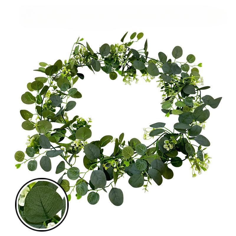 2 шт. Искусственное эвкалиптовое лоза, настоящая текстура, поддельное зеленое подвесное растение, свадебное, дворовое, садовое, домашнее, вечернее, настенное украшение 2pcs