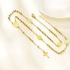 Vnox Stylish Stainless Steel Virgin Mary Necklaces, Multiple Beads Chain Cross Pendant, Long Sweater Chain Jewelry For Women