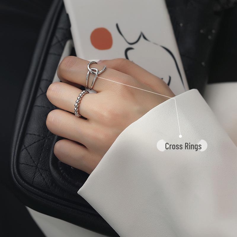 Korean Style Retro Three-Piece Adjustable Ring Set for Women - Fashionable Plain Band, Index Finger, and Open Rings - Trendy Student Hand Jewelry