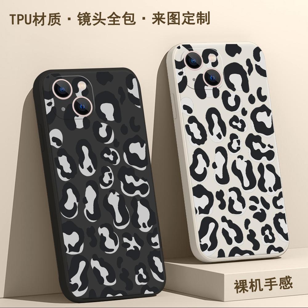 European and American leopard print mobile phone case Apple 17/16promax straight edge soft case iphone15 all-inclusive anti-drop 14p fashion
