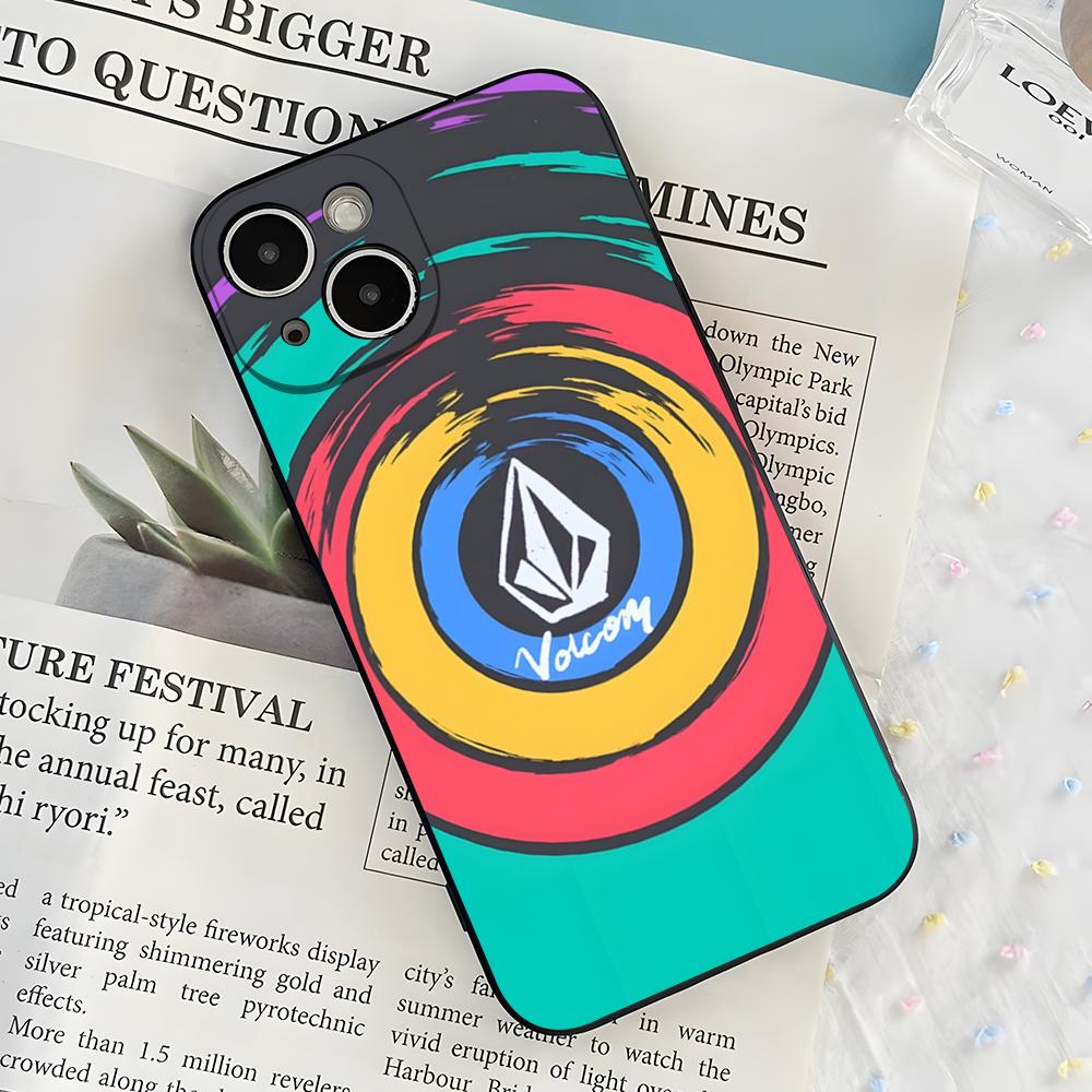 Coque de téléphone avec logo V-Volcom pour iPhone 17 Air 16 E Pro Max 15 14 13 Mini 12 Pro 11 Max Plus Coque souple noire