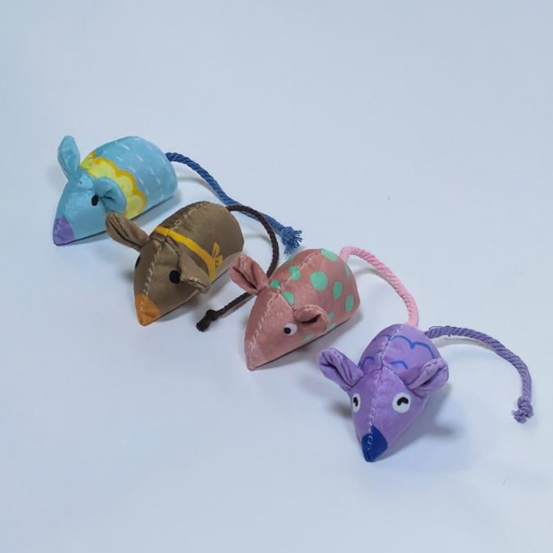 Colorful Printed Fabric Mouse Cat Toys (4-Pack)