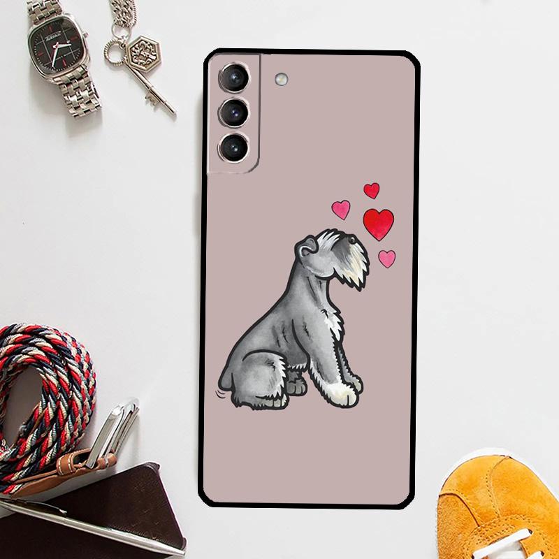 Cartoon Schnauzer Dog Case For Samsung Galaxy S25 Ultra S20 S21 S22 S23 Plus S24 Ultra S9 S10 S25 FE Cover Coque