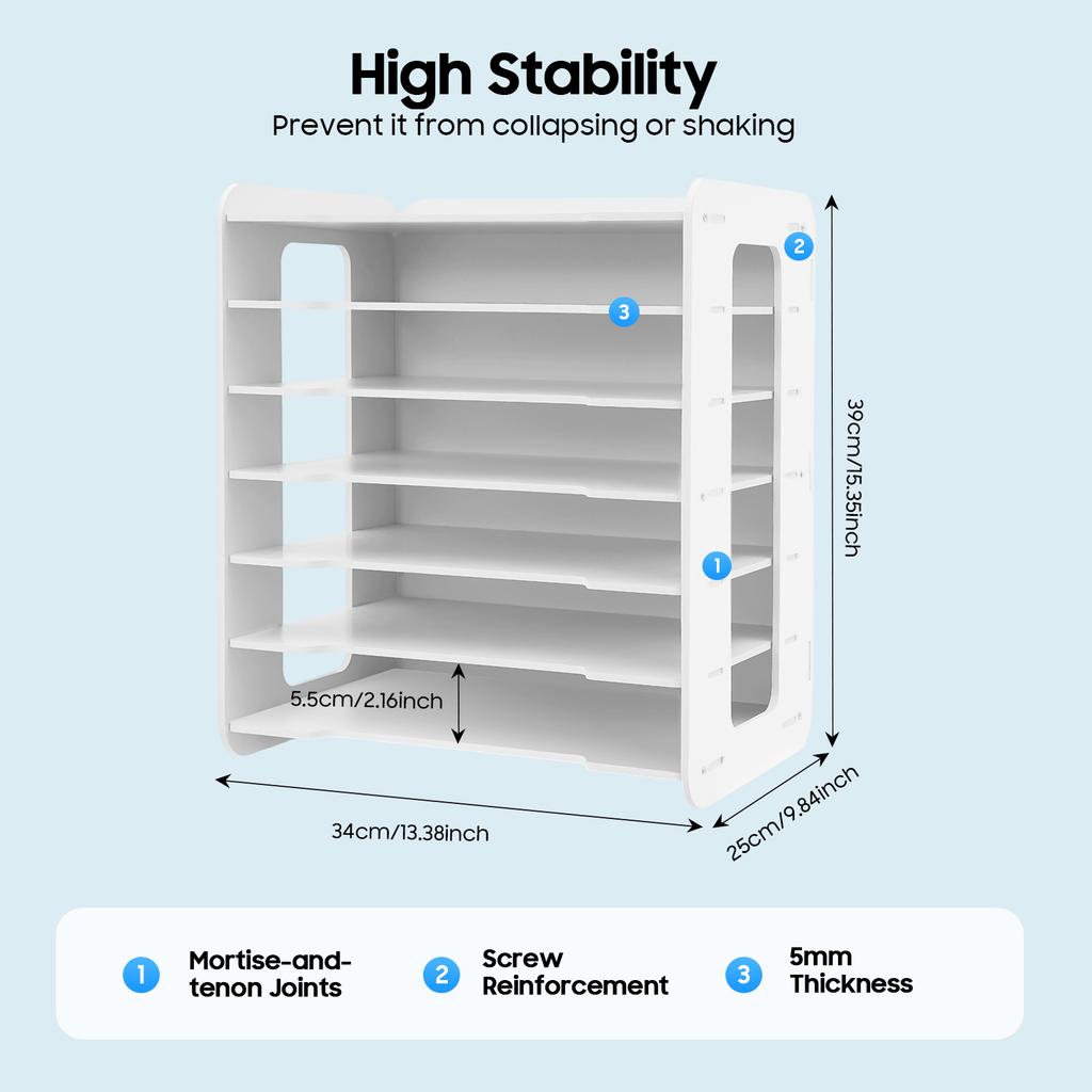 7-Tier File Organizer, PVC Desktop Document Holder, Horizontal Paper Sorter for Office Desk, Study, Home, Sturdy & Space-Saving