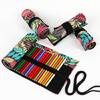 12/24/36/48/72 Holes Leaves Print Pencil Organizer Bag Canvas Pencil Wrap Pencil Roll Bag Pencil Storage Bag