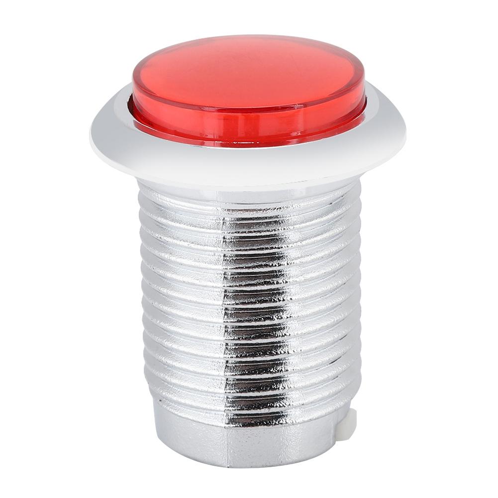 32mm Game Machine Small Round Plating Button Replacement With Light(Red)