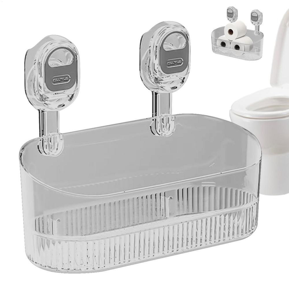 

Suction Shower Shelf Adhesive Shower Organizer For Wall No Drilling Luxury Heavy Duty Waterproof Removable Shower Shelf сірий колір