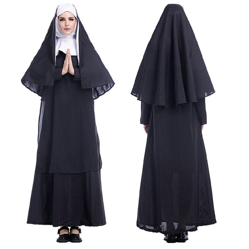 Stock Women Fancy Dress Nun Priest Sister Adult Cosplay Halloween Costume