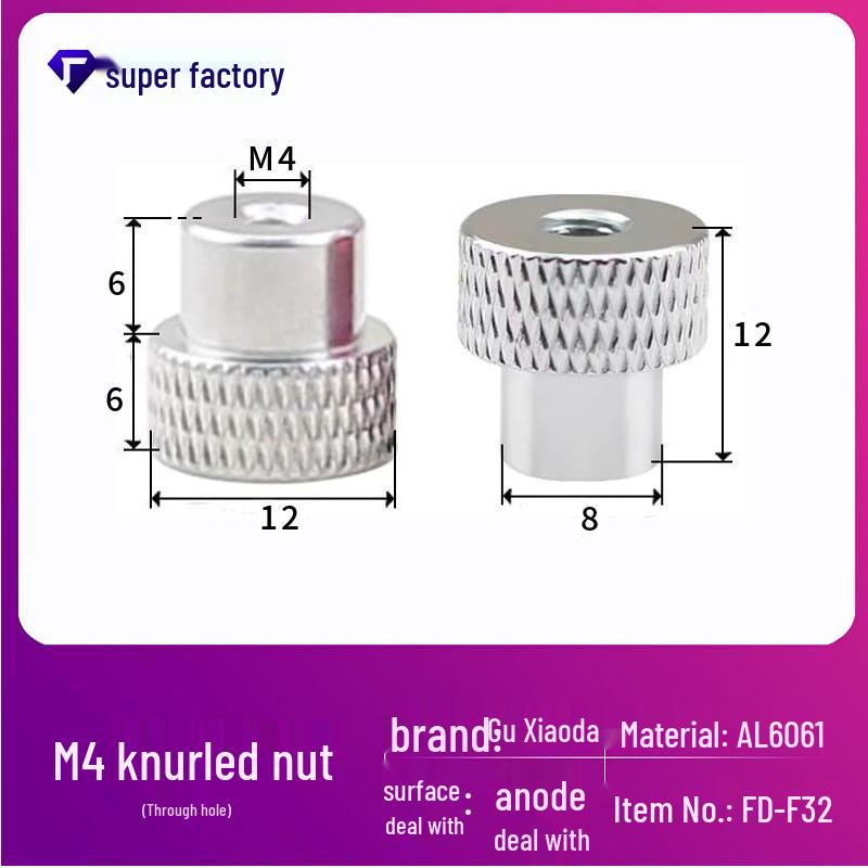 Aluminum Alloy Extended Handle Knurled Adjustment Nut Cap M4/M5