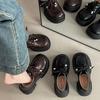 Fashion Retro Thick Heel Bag Head Single Shoes British Style Lace-up Small Leather Shoes Women's Autumn Japanese Round Head Platform Loafers