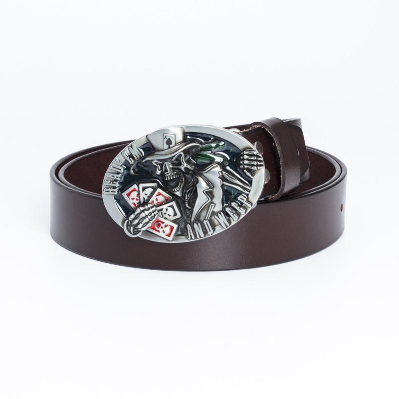 Alloy Belt American Skeleton Playing Card Modeling Belt Fashion Trend Personalized Western Denim Belt