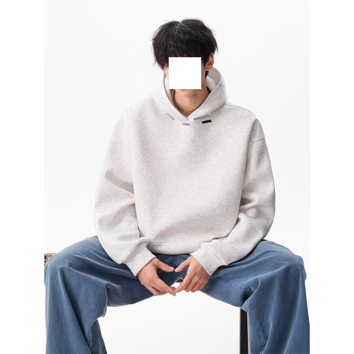 

Men s Heavyweight Hooded Sweatshirt: Trendy, Loose-Fit, Versatile Jacket for Autumn/Winter M білий/сірий колір