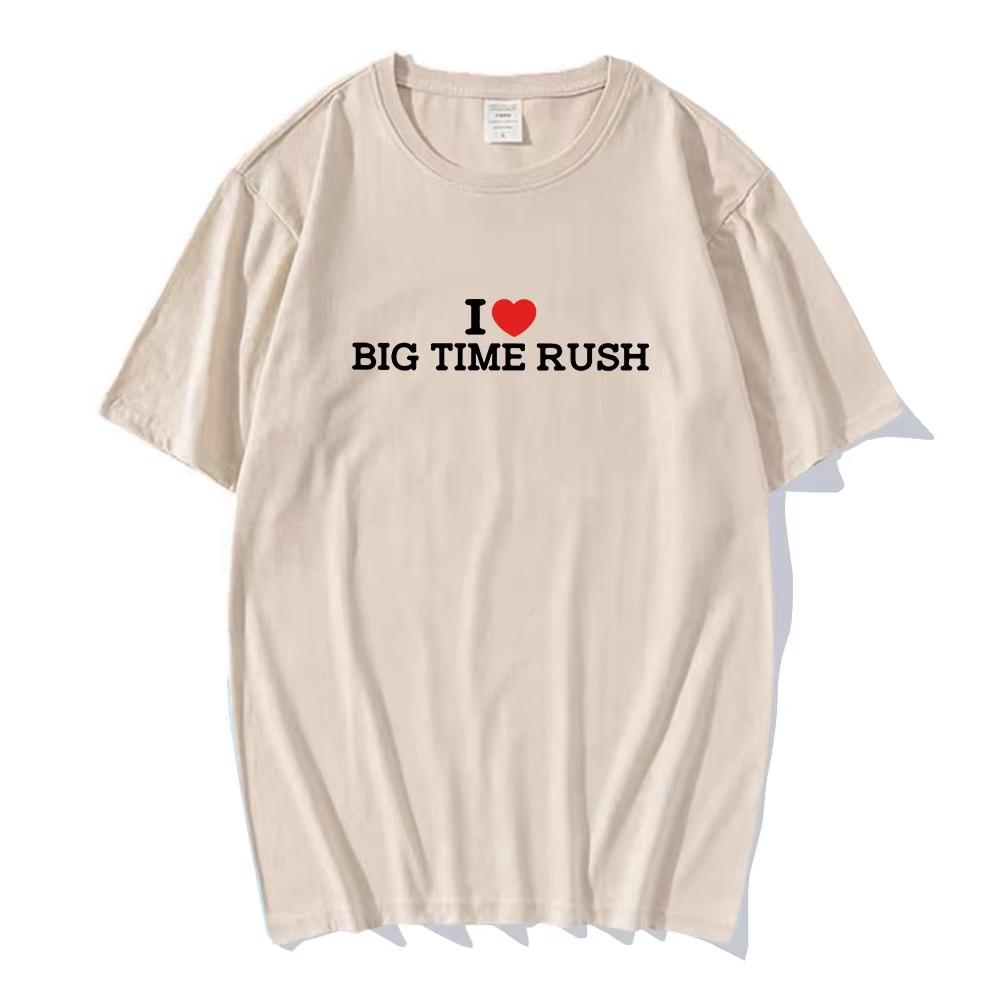 Ich liebe Big Time Rush T-Shirts Unisex Streetwear Kurzarm Baumwolle Herren T-Shirt Mode Buchstaben Grafikdruck T-Shirt